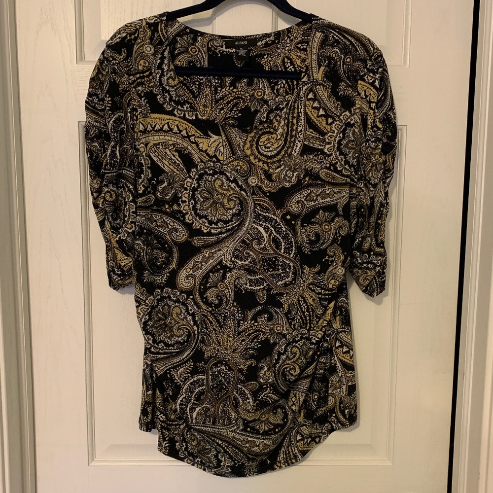 Paisley Tunic with Ruched Sleeves EUC